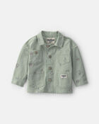 Baby Girl Floral Canvas Jacket - Green, image 1 of 3 slides