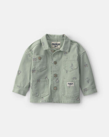 Baby Girl Floral Canvas Jacket - Green, 