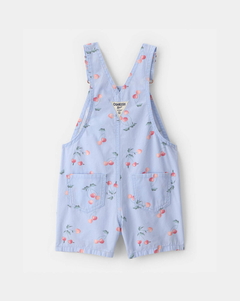Toddler Girl Cherry Canvas Shortall - Blue, image 2 of 4 slides