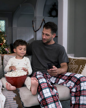 Adultes Pyjamas 2 pi&egrave;ces &agrave; manches longues en flanelle &agrave; carreaux - Rouge/Vert, 