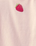 Filles - T-shirt c&ocirc;tel&eacute; &agrave; motif de fraise - Rose, image 2 sur 2 diapositives