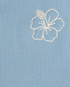 Baby Girl Flower Ribbed Tank Top - Blue, image 2 of 3 slides