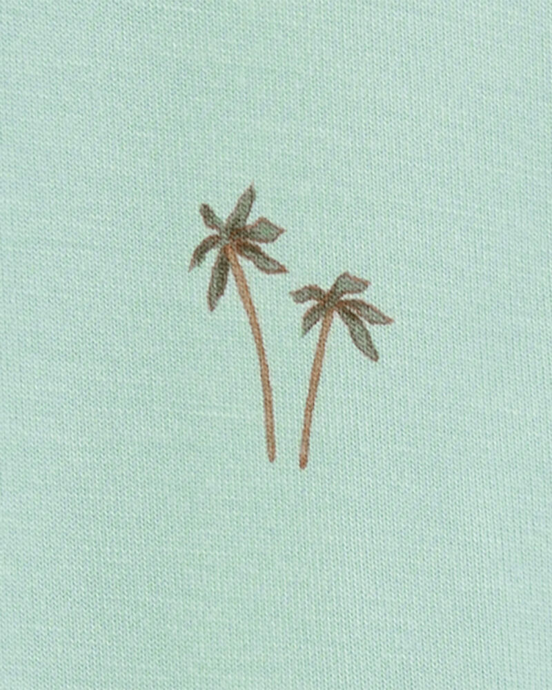 Bébé garçon - Grenouillère PurelySoft à fermeture à glissière à 2 sens à poignets et pieds rabattables imprimé de palmier - Menthe, image 4 sur 7 diapositives