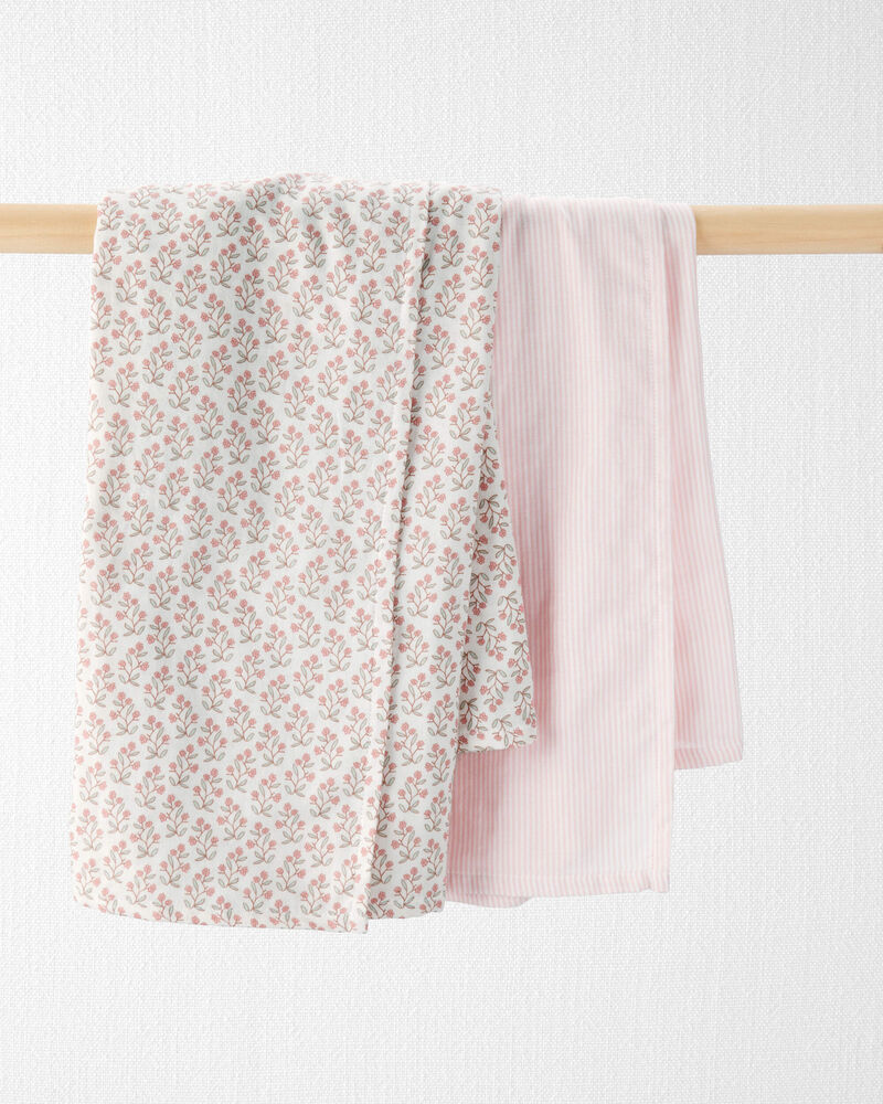 Baby Girl 2-Pack Organic Cotton Muslin Swaddle Blankets, image 1 of 4 slides