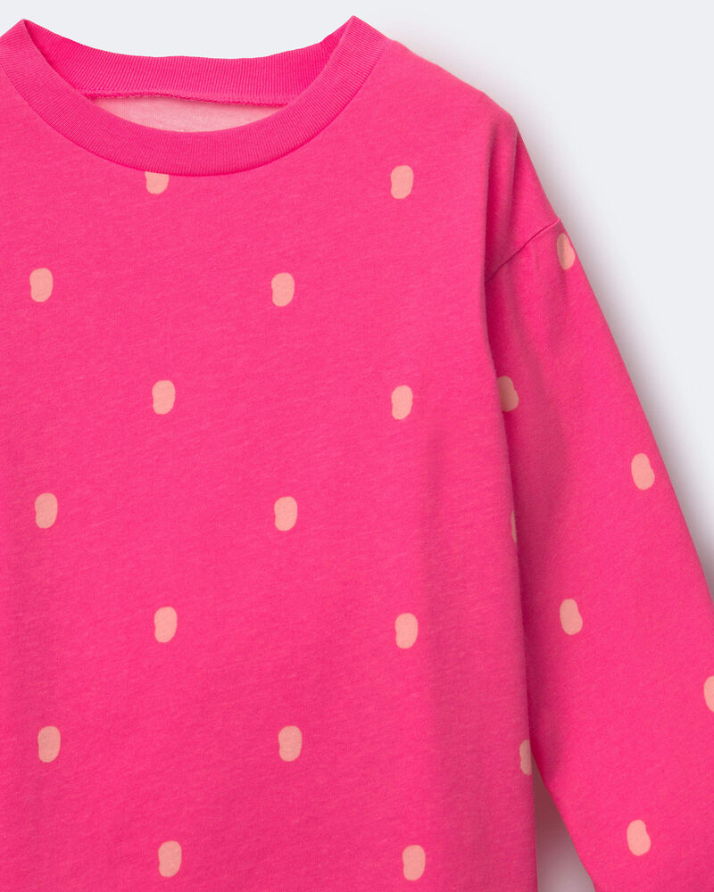 Toute-petit fille - T-shirt d&eacute;contract&eacute; manches longues &agrave; pois - Rose, image 2 sur 2 diapositives