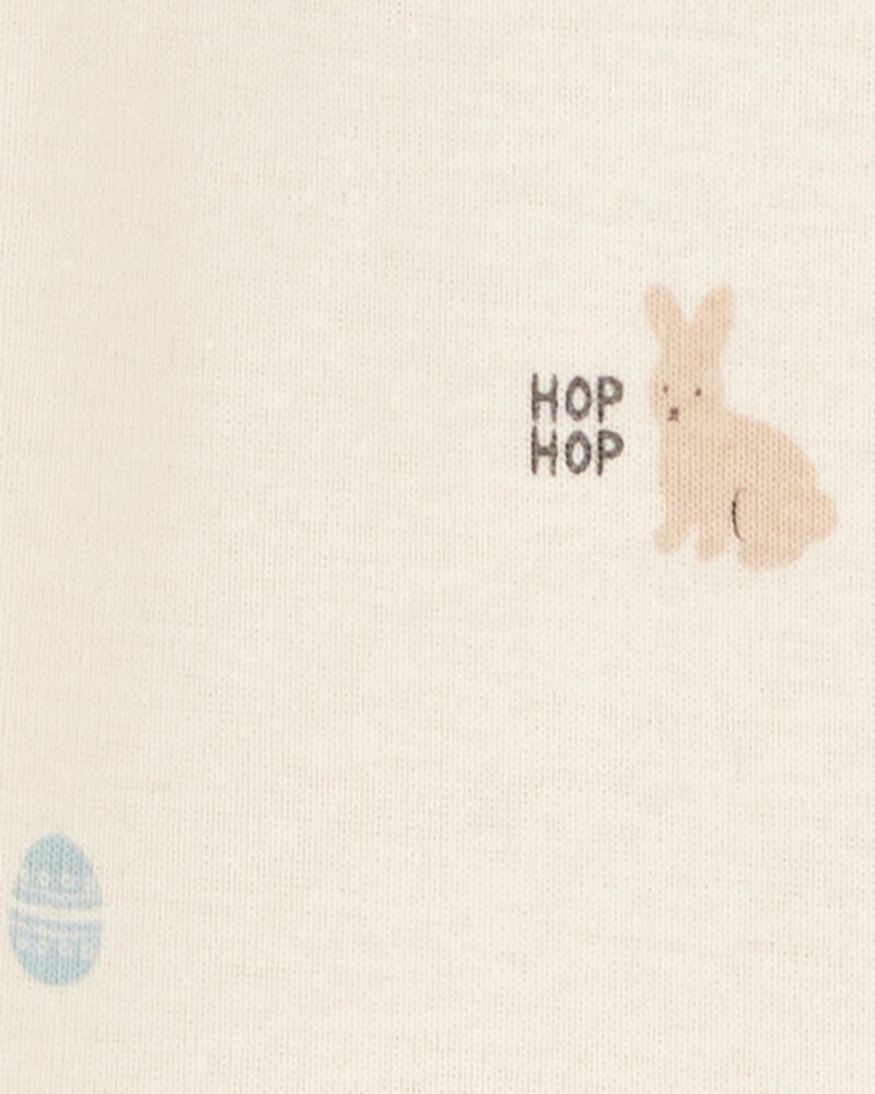 Baby Bunny Print Easter Snug Fit Cotton 1-Piece Pyjamas - Ivory, image 3 of 4 slides