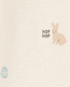 Baby Bunny Print Easter Snug Fit Cotton 1-Piece Pyjamas - Ivory, image 3 of 4 slides