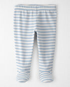 B&eacute;b&eacute; - Pantalon &agrave; pieds avec coton biologique &agrave; rayures, image 1 sur 4 diapositives