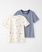 Kid 2-Pack Organic Cotton Coastal Knit Tees, image 1 of 5 slides