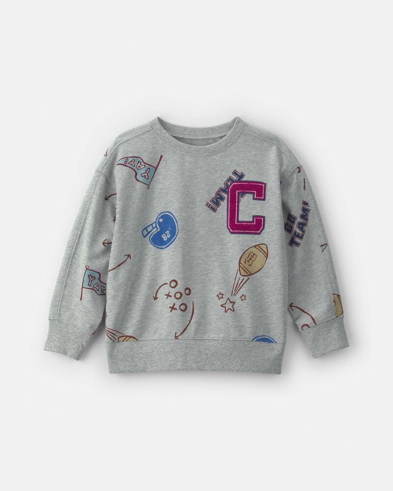 Boys 'Captain' Athlete Pullover Sweatshirt - Grey, image 1 of 3 slides
