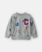Boys 'Captain' Athlete Pullover Sweatshirt - Grey, image 1 of 3 slides
