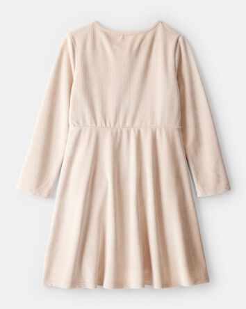 Girls Cozy Rib Dress - Cream, 