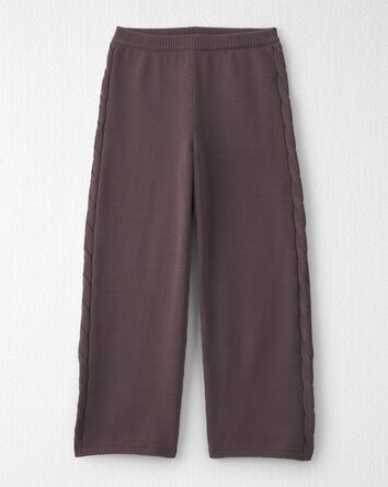 Filles - Ensemble 2 pi&egrave;ces haut &agrave; torsade et pantalon en tricot de coton biologique, 