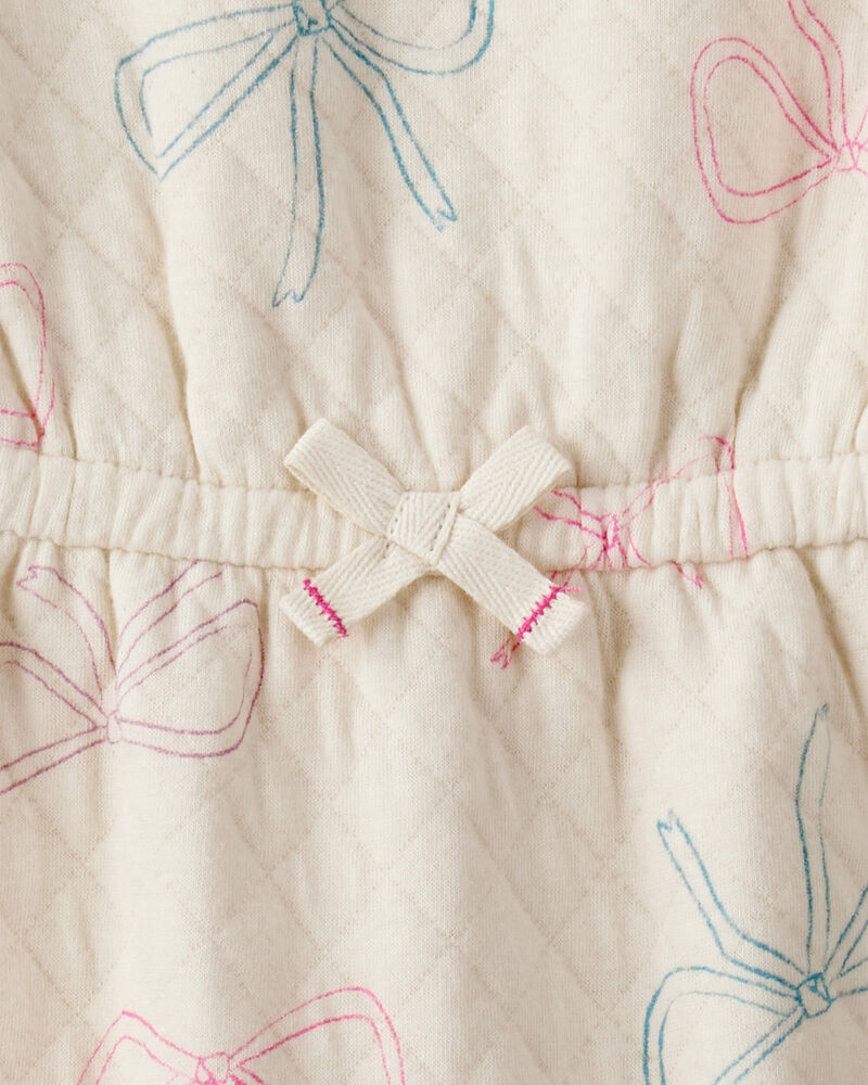 Baby Girl Bow Print Long-Sleeve Jumpsuit - White, image 2 of 3 slides