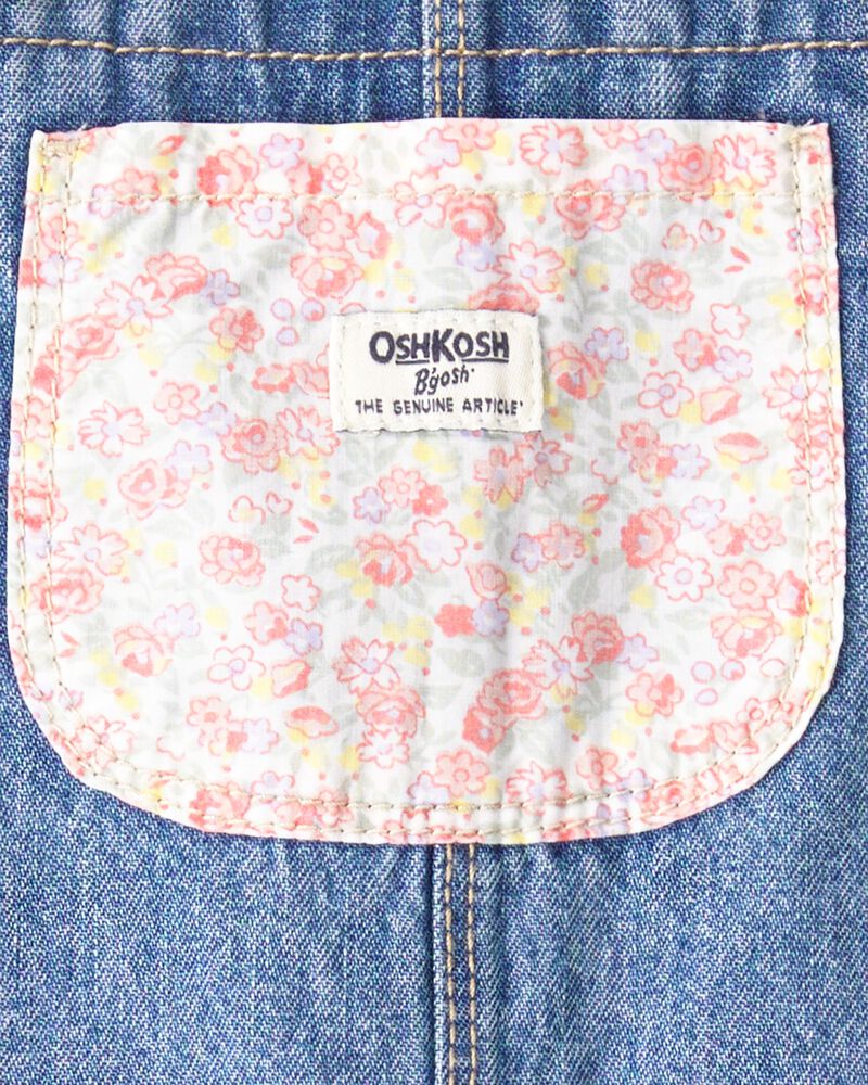 Toddler Girl Floral Patchwork Denim Overalls - Blue, image 3 of 4 slides