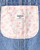 Toddler Girl Floral Patchwork Denim Overalls - Blue, image 3 of 4 slides