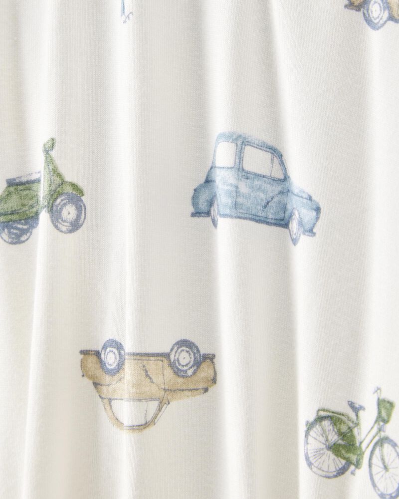 Baby Car Print 2-Way Zip PurelySoft Sleeper Pyjamas - Ivory, image 3 of 5 slides