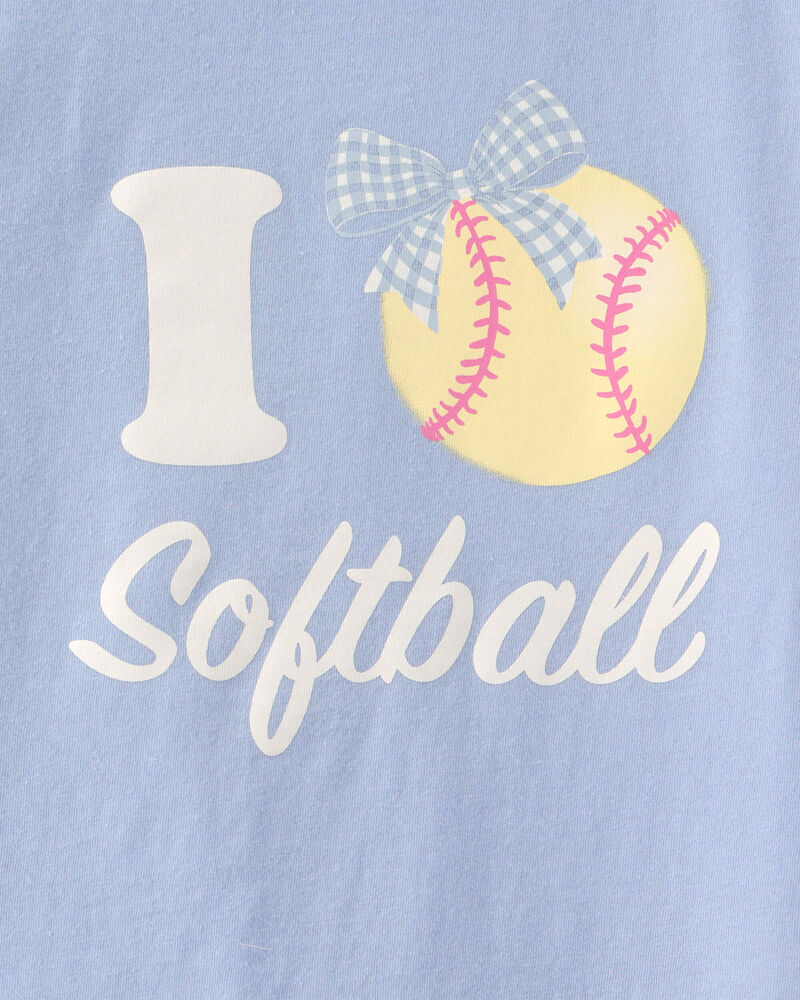 Filles - T-shirt &agrave; imprim&eacute; &laquo;I Love Softball&raquo; - Bleu, image 2 sur 2 diapositives