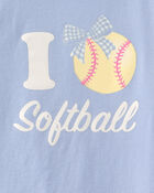 Filles - T-shirt &agrave; imprim&eacute; &laquo;I Love Softball&raquo; - Bleu, image 2 sur 2 diapositives