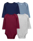 Baby 4-Pack Long-Sleeve Bodysuits, image 1 of 6 slides