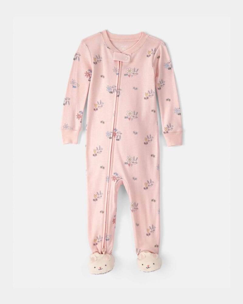 Baby Girl Easter Bunny 100% Cotton Snug Fit 1-Piece Pyjama Set - Pink, image 1 of 5 slides