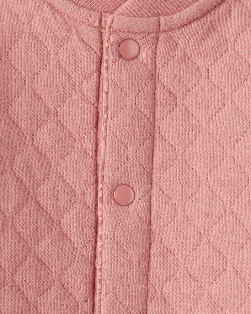 Baby Girl Quilted Long-Sleeve Jumpsuit - Pink, image 3 of 4 slides