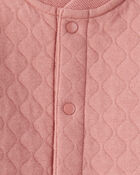 Baby Girl Quilted Long-Sleeve Jumpsuit - Pink, image 3 of 4 slides