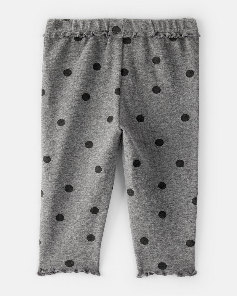 Baby Girl Flutter-Waist Polka Dot Pants - Grey, image 2 of 4 slides
