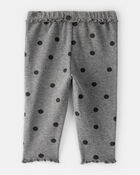Baby Girl Flutter-Waist Polka Dot Pants - Grey, image 2 of 4 slides