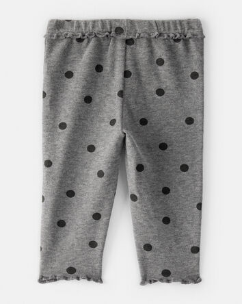 Baby Girl Flutter-Waist Polka Dot Pants - Grey, 