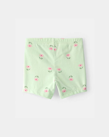 Baby Girl Floral Bike Shorts - Green, 