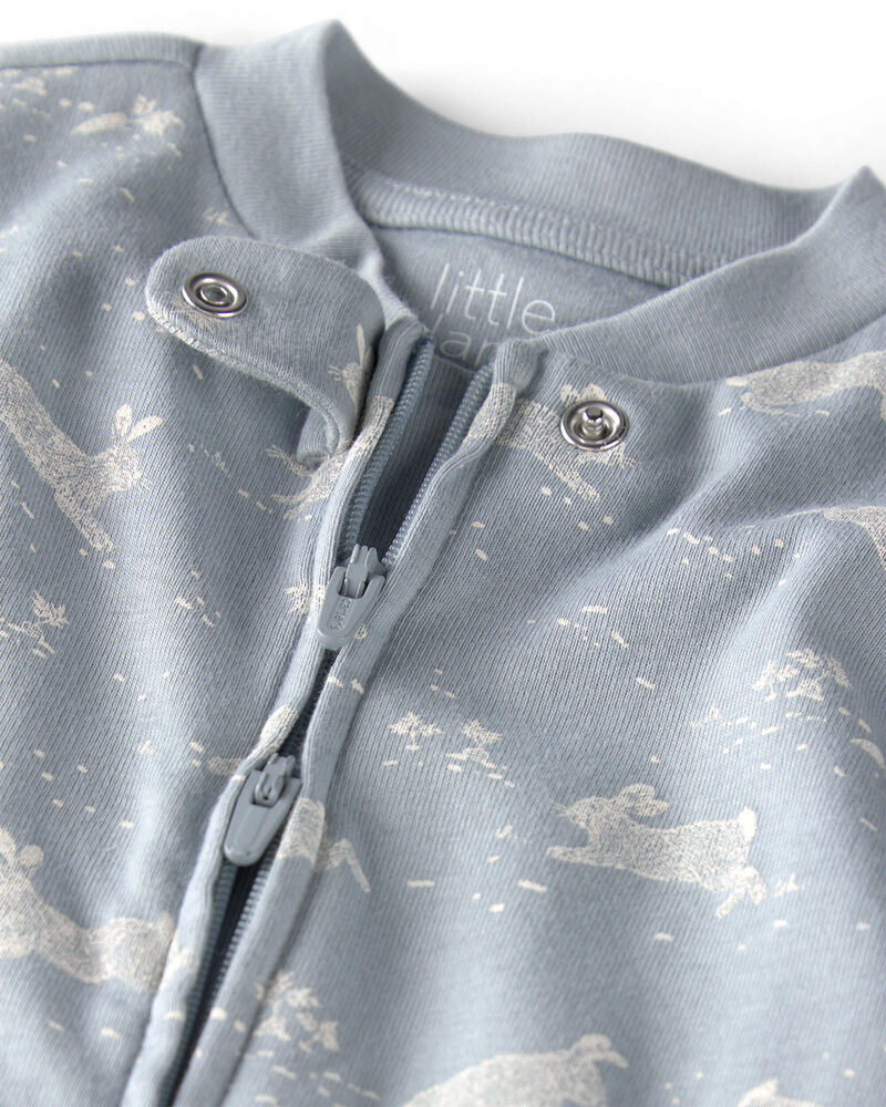 Baby Organic Cotton Sleeper Pyjama in Blue Bunnies Print, image 3 of 5 slides