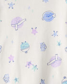 Tout-petit fille - Pyjama 4 pi&egrave;ces ajust&eacute; en coton &agrave; manches longues &agrave; imprim&eacute; &eacute;toiles de l&rsquo;espace - Blanc/Mauve, image 3 sur 3 diapositives