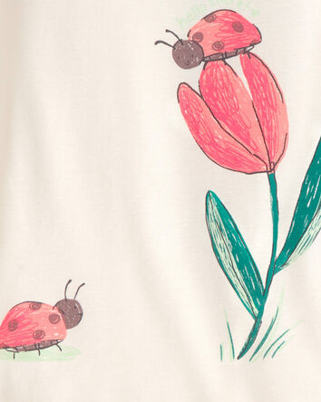 Baby Girl Ladybug Floral 100% Cotton Snug Fit 4-Piece pyjama Set - Pink/Green, 