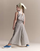 Toddler Girl Gingham Smocked Wide Leg Pant - Cream/Grey, image 4 of 7 slides