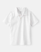 Boys Pique Uniform Polo Shirt - White, image 1 of 3 slides