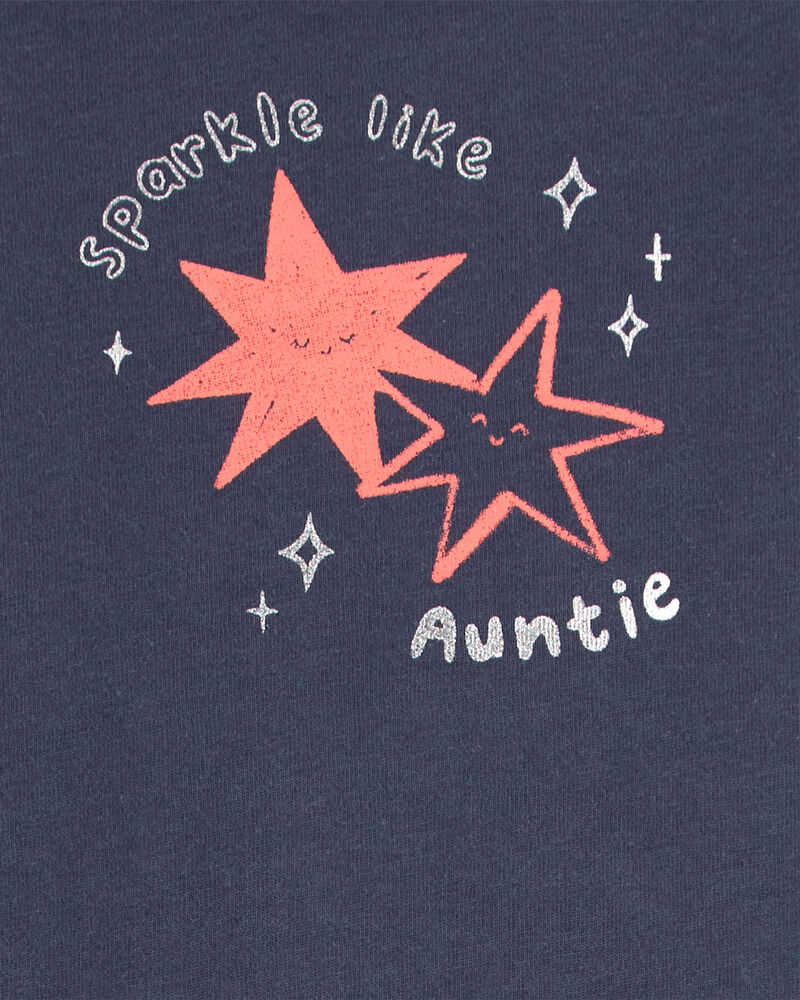 Baby Sparkle Like Auntie Short-Sleeve Bodysuit - Grey, image 2 of 3 slides
