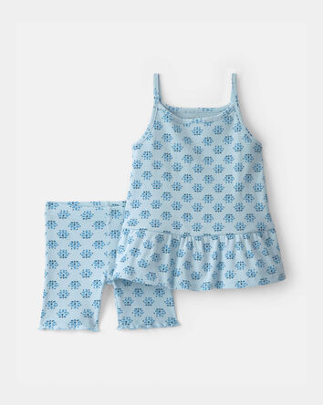 Toddler Girl 2-Piece Floral Top & Short Set - Blue, 