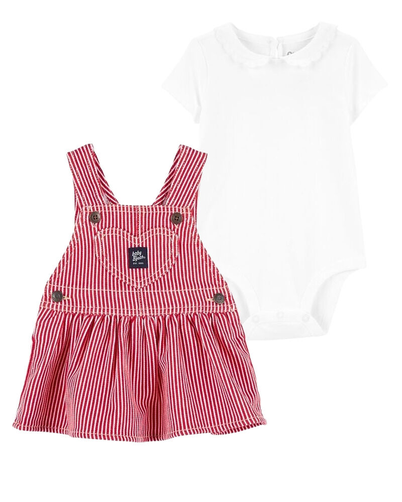 Multi Baby 2Piece Bodysuit and Jumper Dress Set