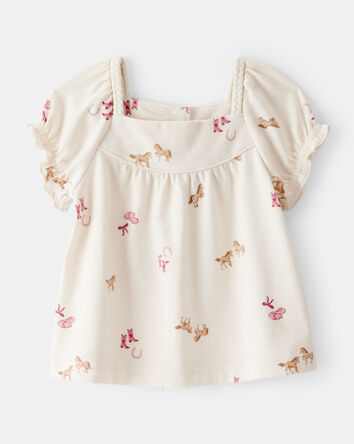 Bébé fille - Haut à manches courtes à motif d’inspiration cowgirl - Crème, 