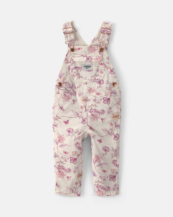 Baby Girl Floral Overalls - Ivory, 