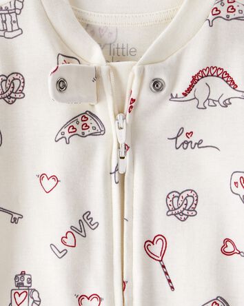 Baby Organic Cotton Sleep & Play Pyjamas in Little Loves Print, 