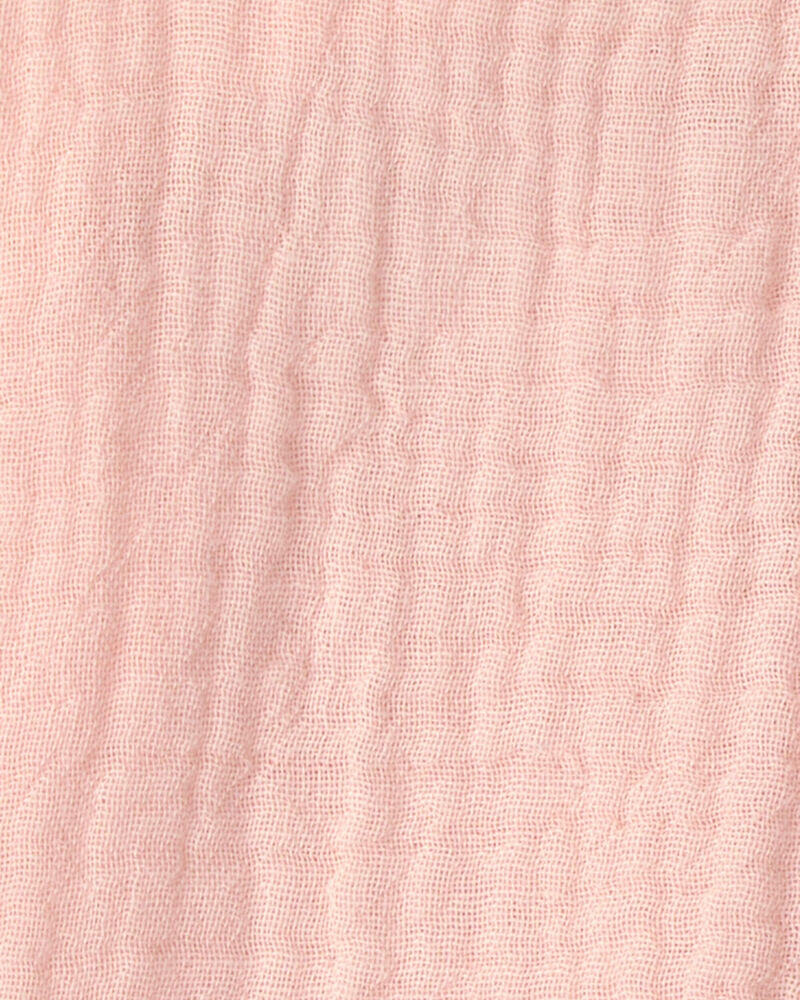 Baby Girl Gauze Sleeveless Shortall in Pink, image 4 of 5 slides