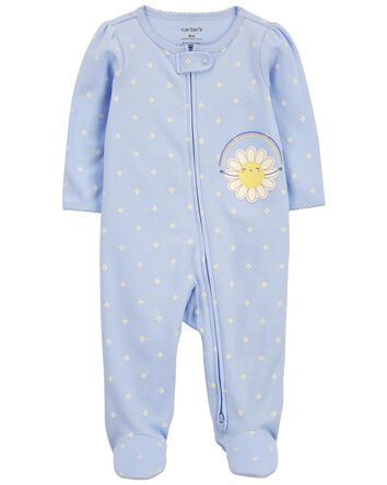 Polka Dot Snap-Up Cotton Sleeper Pyjamas, 