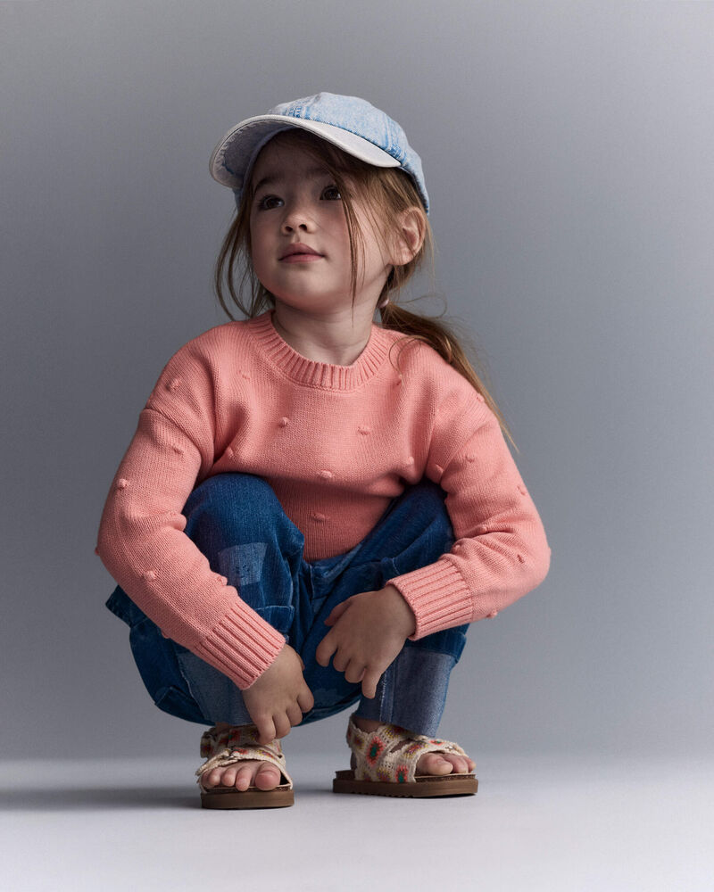 Tout-petit fille - Chandail &agrave; points popcorn - Corail, image 5 sur 6 diapositives