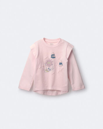 Toddler Girl Skiing Squish Long-Sleeve Top - Ivory, 