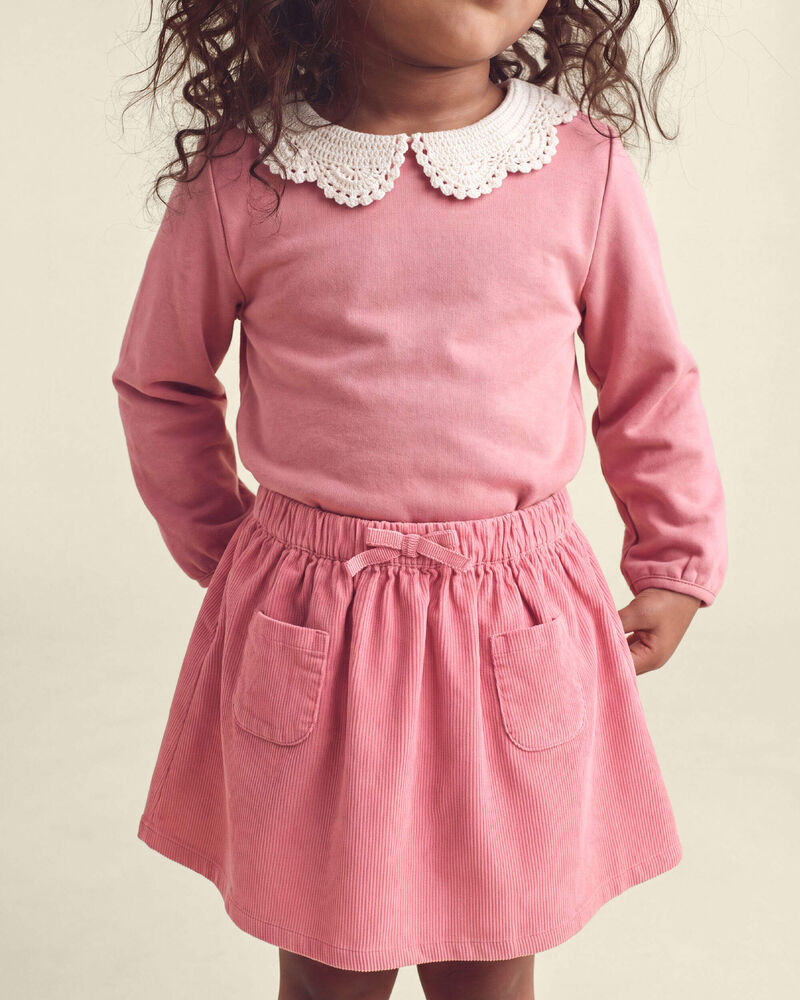 Toute-petite fille - Chandail en molleton avec col - Rose, image 3 sur 3 diapositives