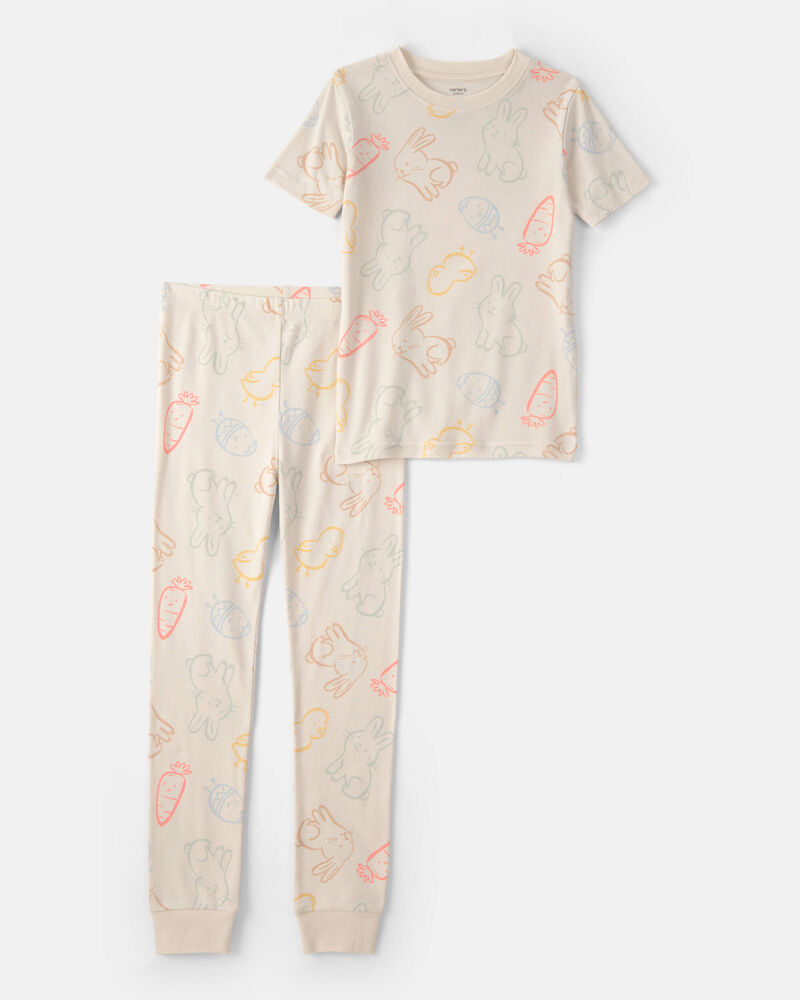 Kids Easter Bunny Snug Fit 2-Piece Pyjamas Set - Cream, image 1 of 4 slides
