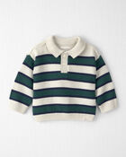 Baby Boy Organic Cotton Sweater Knit Polo in Stripes, image 1 of 3 slides