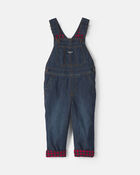Toddler Boy Buffalo Check Denim Overalls - Dark Wash, image 1 of 4 slides